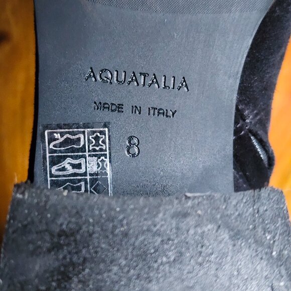 AQUATALIA Black Suede Waterproof Knee-High Boots Zip - Picture 8 of 10